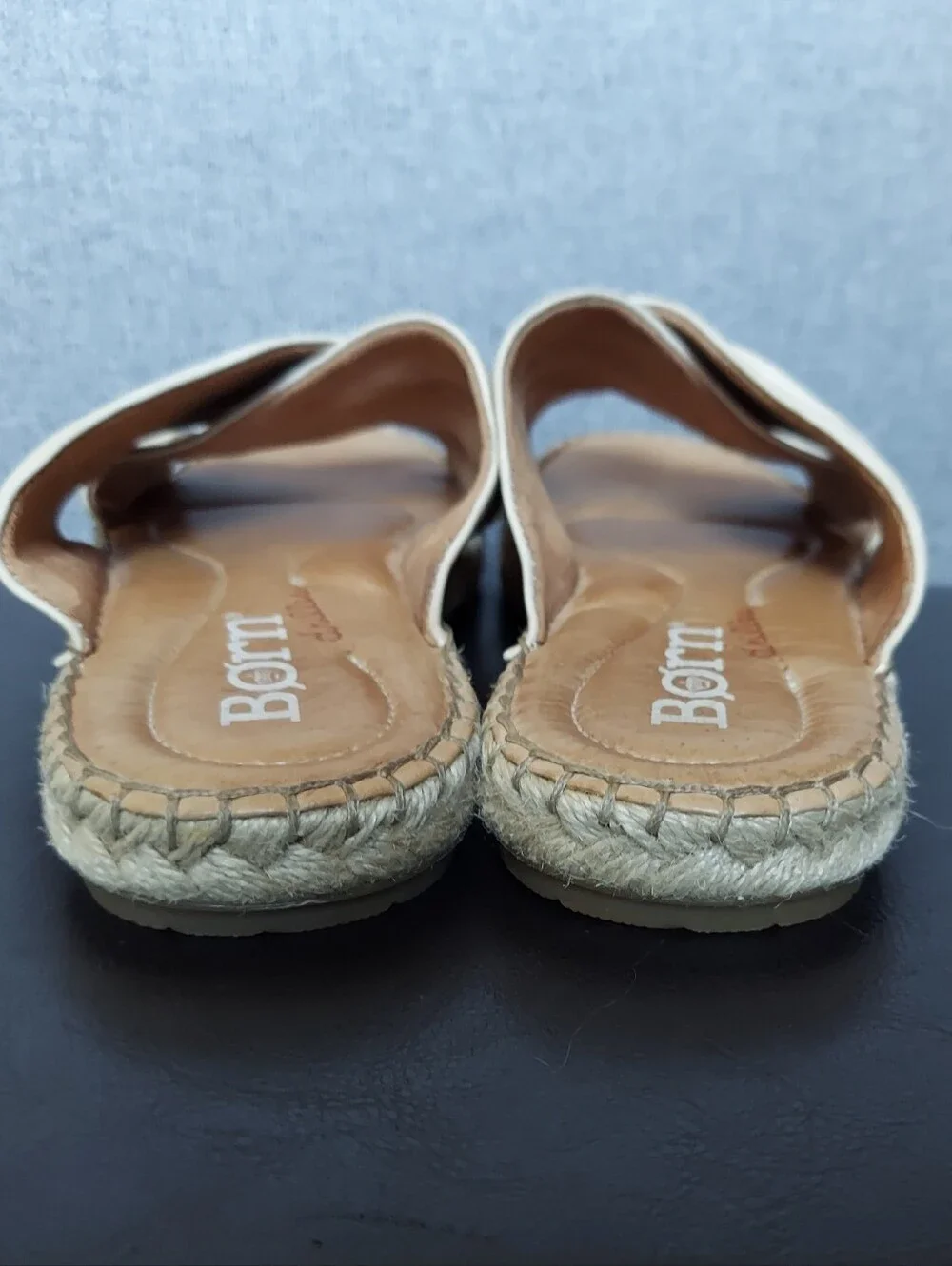 BORN Espadrille Cream Criss Cross Ruched Leather Sandals Women 8